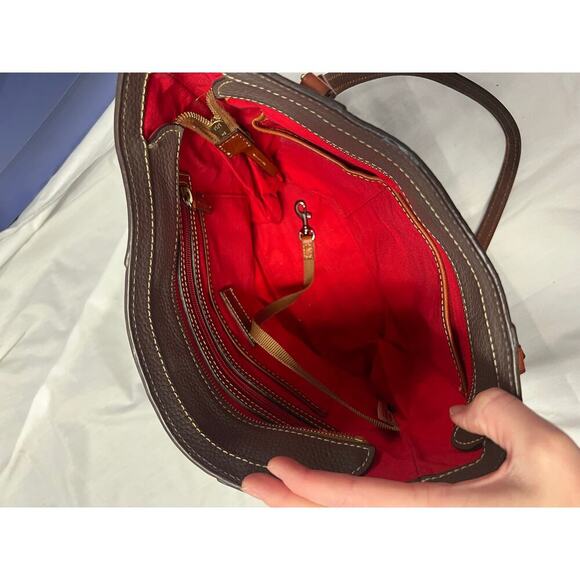 Dooney & Bourke Pebble Grain Gray Brown Leather Tote Purse GS - Picture 6 of 9